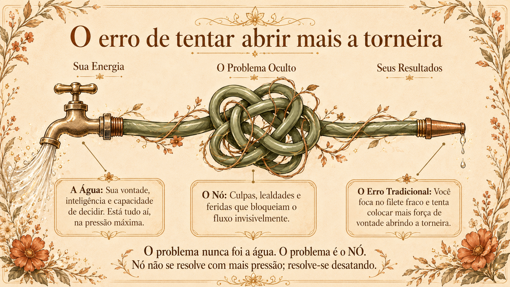 O erro de tentar abrir mais a torneira — metáfora do nó